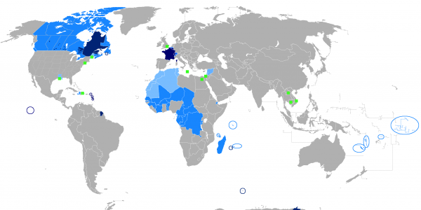 Map of french speaking parts of the world